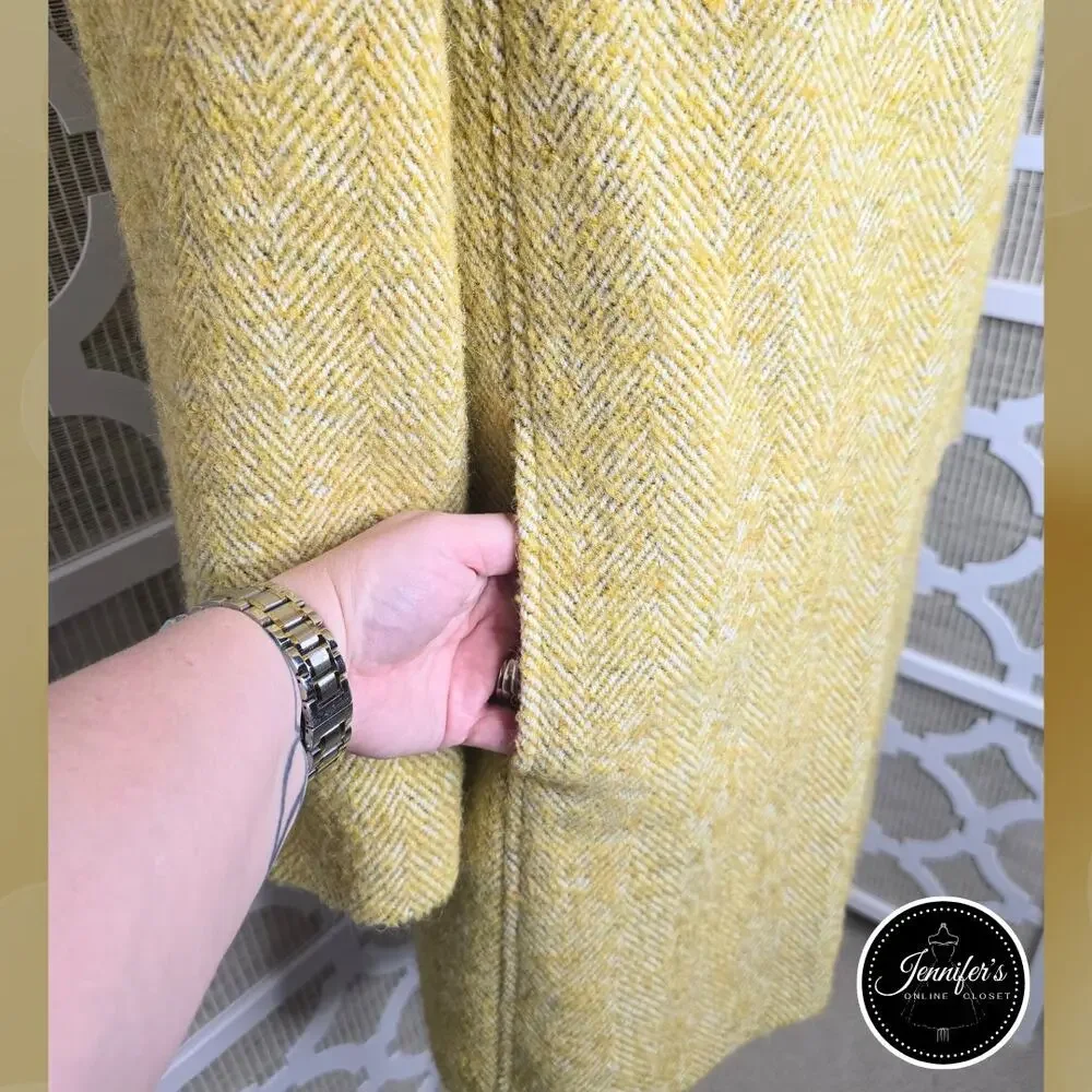 Boden Mustard Sienna Herringbone Wool Alpaca Blend Driving Coat Size 2P